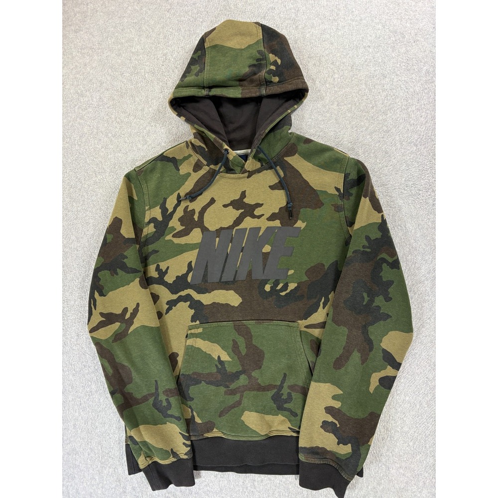 Nike Camouflage Midweight Hoodie Sweatshirt (Men's Medium) Green